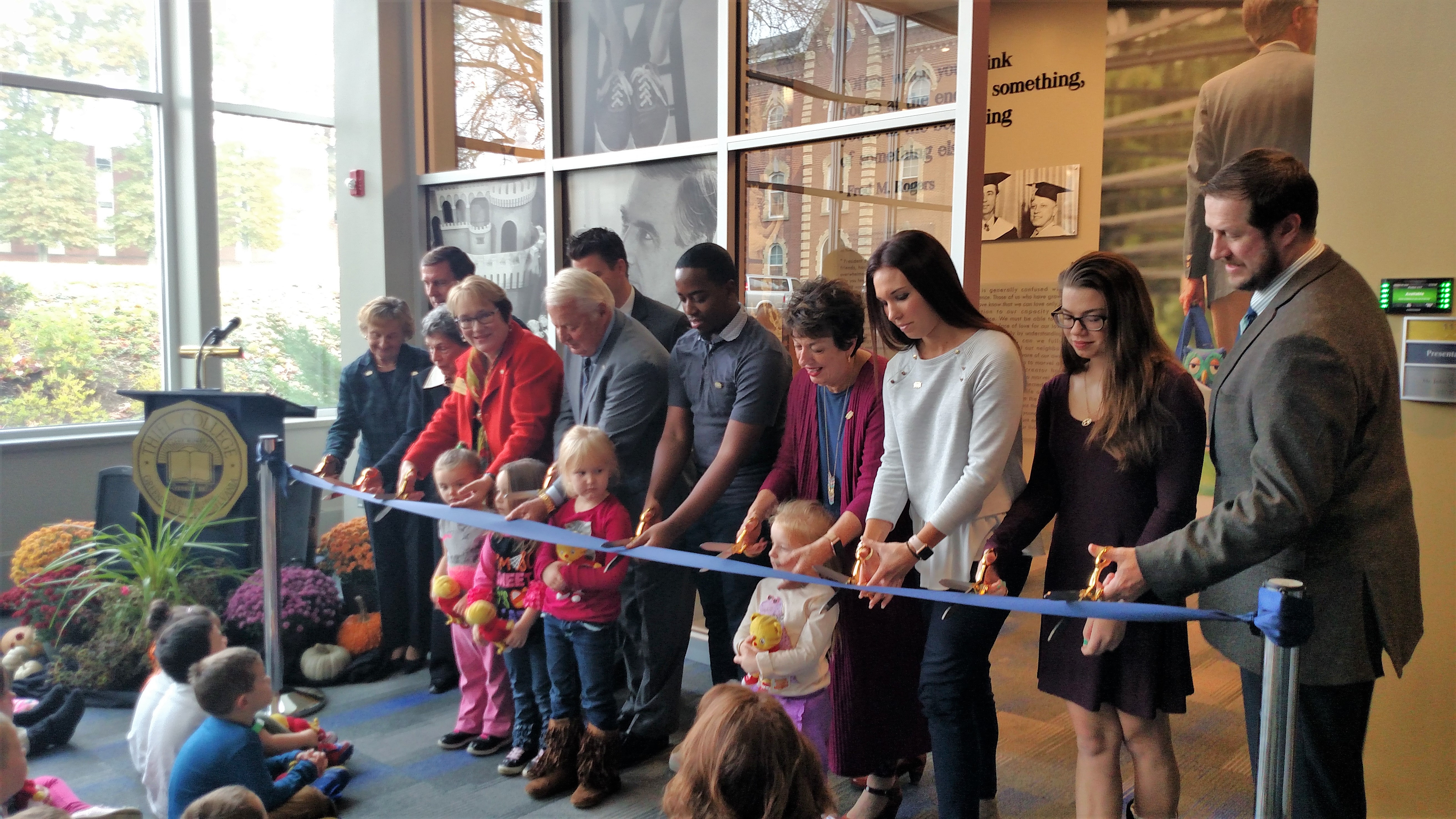 Thiel Cuts Ribbon for the Mister Rogers Room
